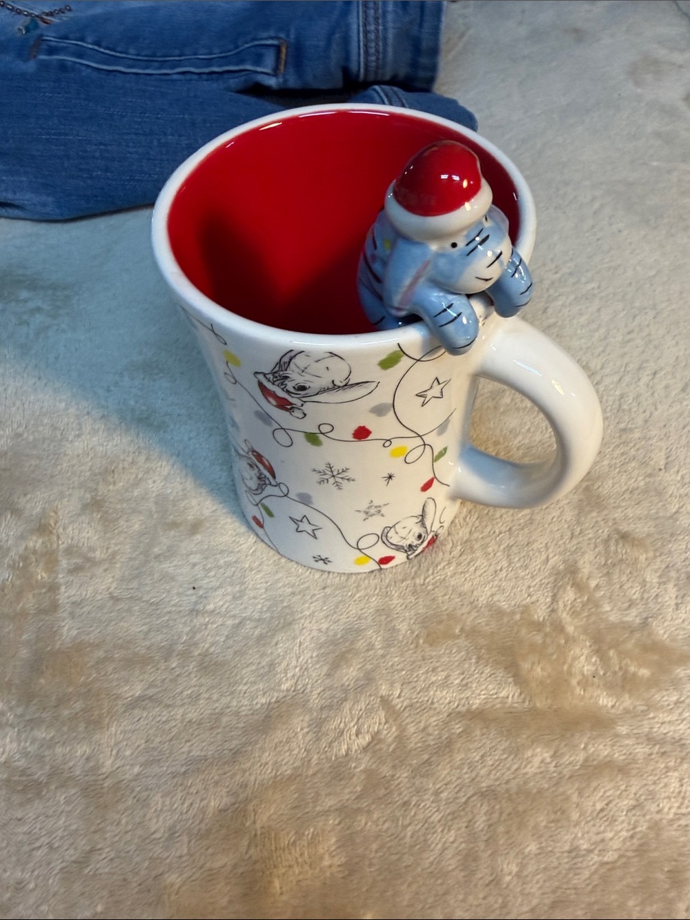 Disney Winnie the Pooh Festive Elephant Accent Ceramic Mug - Red Interior